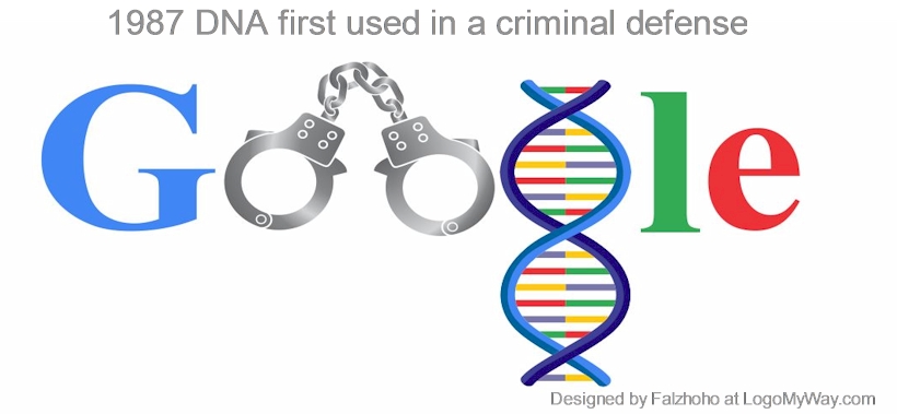 Google Doodle 1987 DNA first used in a criminal defense Logo