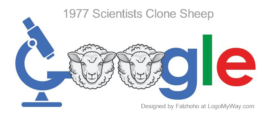 Google Doodle 1977 Scientist Clone Sheep Logo