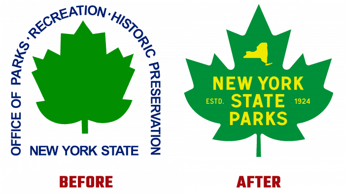 NY State Parks Before and After Logo (history)
